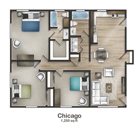 Chicago Floorplan at Union at Cooper Hill Apartments in Irondale, AL
